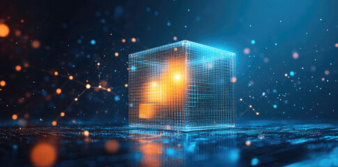 Fototapeta premium Futuristic Digital Cityscape with Neon Lights - Technology and Innovation Concept