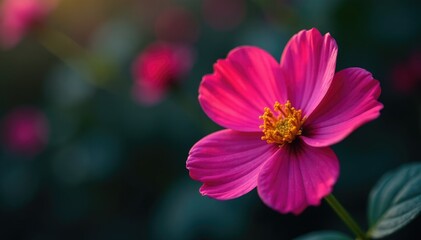 Obraz premium Flor con detalles de purpurina y rosado oscuro cerca de una fuente, purpurina, plantas, naturaleza