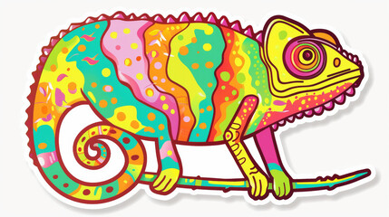 Fototapeta premium Psychedelic Chameleon: A vibrant and colorful chameleon with a psychedelic pattern on its scales, showcasing the incredible diversity and beauty of nature's artistry. 