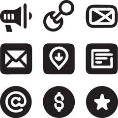 set of seo icon black color