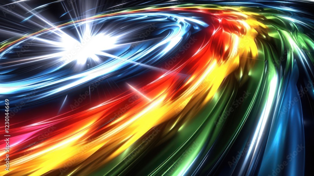 Poster vibrant abstract swirl of colors with light effects creating a dynamic visual experience