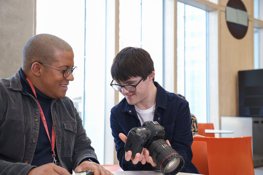 Man with Down Syndrome at photography class