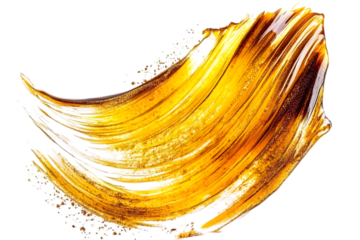 Delicate honey brush stroke with warm amber hue showcasing artistic expression and fluidity in design