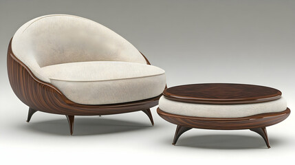 Modern armchair and ottoman, studio