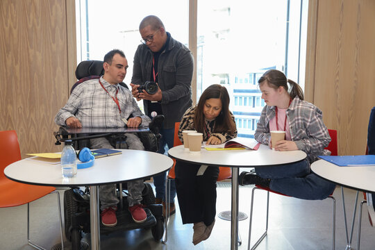 Group of disabled people at photography class