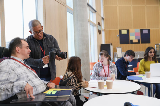 Group of disabled people at photography class