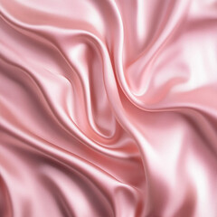 Close-up of smooth, luxurious pink satin fabric with delicate folds, symbolizing elegance, softness, and sophistication, ideal for fashion and interior design