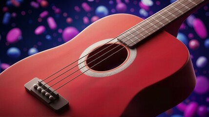 Obraz premium A close up image of an acoustic guitar.