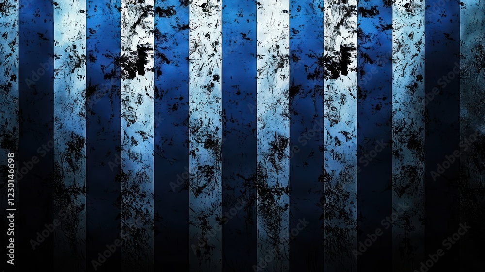 Poster abstract blue and black striped pattern with textured elements creating a moody atmosphere