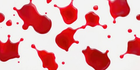 Splashes of red wine cherry juice create a beautiful pattern on white, vibrant colors, cherry juice