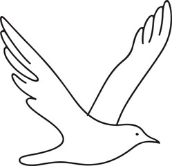 Fototapeta premium Elegant Line Drawing of a Flying Seagull in Vector Art