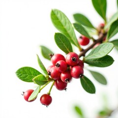 Obraz premium Isolated Ilex aquifolium on white background with red berries, nature, white background, cold