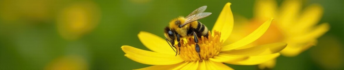 Leaf cutter bee Megachile melanopyga collecting pollen from Centaurea jacea, yellow, nature, pollination