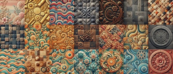 Set of different wooden planks backgrounds. AI generated illustration