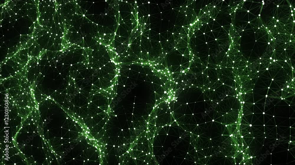 Aufkleber dynamic green wave of particles and lines. abstract futuristic background. big data visualization. 3
