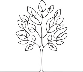 Nature-Inspired Broadleaf Tree – Clean Line Drawing
