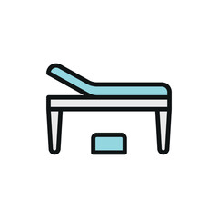 Examining table icon with modern lines and shapes, ideal for use in digital and web health design.