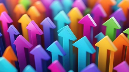 Colorful arrows pointing up, growth, success, background