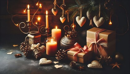 Valentine's Day Celebration Featuring Hearts and Gifts in a Cozy Atmosphere.