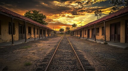 Sunset over Abandoned Railway Station