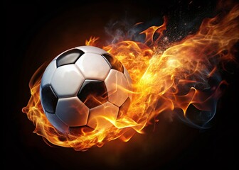 Fototapeta premium Flaming Soccer Ball: Fiery Speed & Championship Intensity