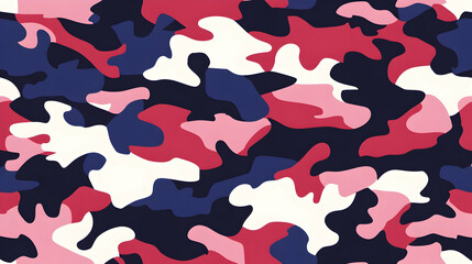 Pink, red, blue camo pattern. Design textile background