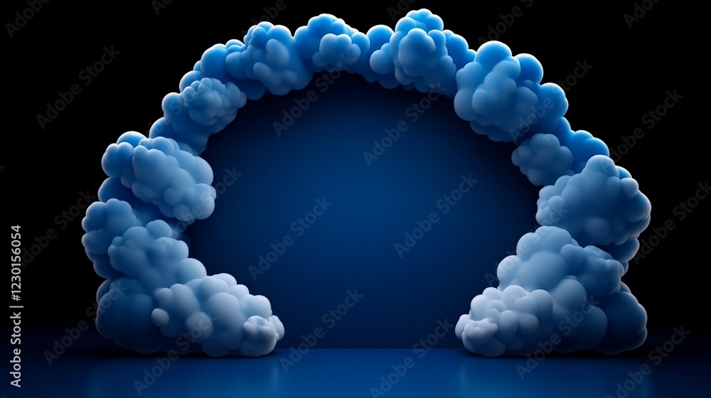 Poster abstract cloud archway: a mesmerizing 3d rendering of a semi-circular archway formed by fluffy, styl