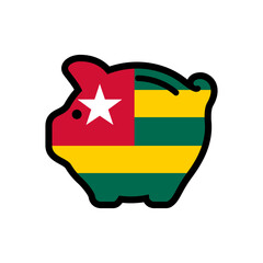 Flag of Togo, piggy bank icon, vector symbol