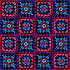 Pattern with crochet granny square wallpaper handmade decorative art design print	
