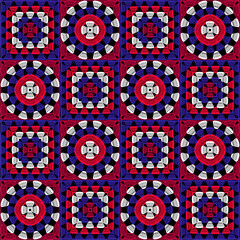 Pattern with crochet granny square wallpaper handmade decorative art design print	
