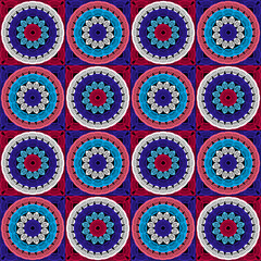 Pattern with crochet granny square wallpaper handmade decorative art design print	
