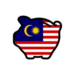 Flag of Malaysia, piggy bank icon, vector symbol