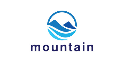 mountain and wave logo design, symbol for landscape, nature, icon, idea, creative.