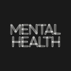 Mental Health Written Text Typography Vector Illustration Template with Supportive Background Wallpaper for Wellness, Self-Care, and Emotional Well-Being Design