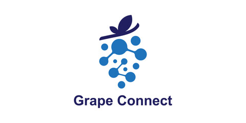 logo design grape and connect,technology,modern,fresh,icon,symbol,idea,creative.