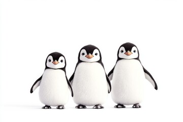 Fototapeta premium Cheerful penguin family enjoying sliding on ice in a fun winter activity in a bright and playful environment