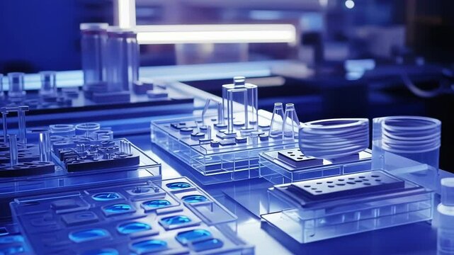 An intricate shot of a bespoke tooling area where various custom molds and dies are organized in modular trays allowing quick access and replacement as needed for different production
