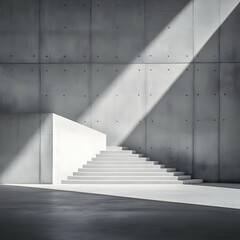 Obraz premium Modern concrete stairs, sunlight, minimalist