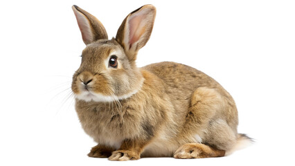 Obraz premium fluffy brown rabbit standing isolated on transparent background
