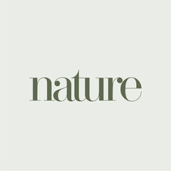 Nature Written Text Typography Vector Illustration Template with Scenic Background Wallpaper for Environmental, Tranquil, and Outdoor Aesthetic Design