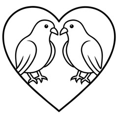 Simple and Stylish Lovebirds Line Art