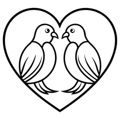 Simple and Stylish Lovebirds Line Art