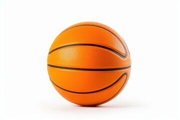 Classic orange basketball ball isolated on a white background, representing sporting goods and the spirit of competition