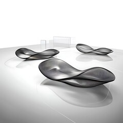 Modern Abstract Wave Benches in Minimalist Setting