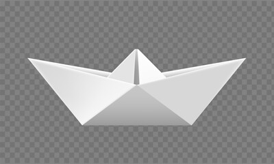 Origami paper boat. Isolated on transparent background. Vector illustration