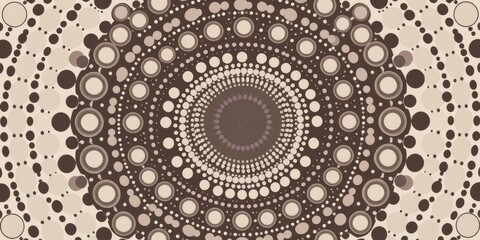 Intricate geometric circle and dot pattern created using different sizes and colors, intricate design, abstract geometric design