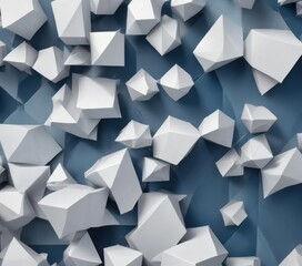 Obraz premium Intricate white and grey geometric shapes on a blue abstract background, soft, texture, art