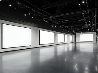 Obraz premium Empty gallery, modern art display, interior, background