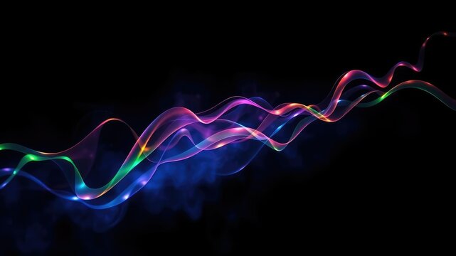 Iridescent neon wisps dissipate across the void, casting a kaleidoscope of colors on the surrounding darkness, galaxy formations, cosmic particles