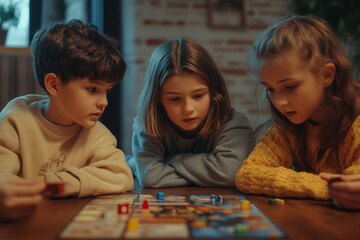 children playing a board game